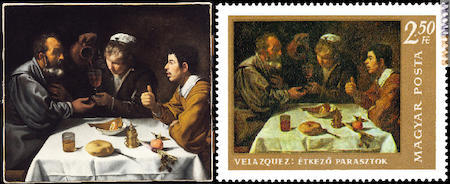 …tra dipinti originali (“San Giacomo minore” ed “Il pranzo”, © Museo di belle arti, Budapest 2015), ora in mostra a Milano, e francobolli emessi dall’Ungheria il 30 maggio 1968