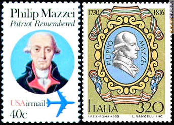 I due francobolli emessi il 13 ed il 18 ottobre 1980 da Stati Uniti ed Italia
