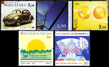 I francobolli croati emessi tra il 2008 ed il 2012
