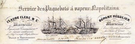 La carta intestata dell’agente di Marsiglia Claude Clerc impiegata il 13 aprile 1842