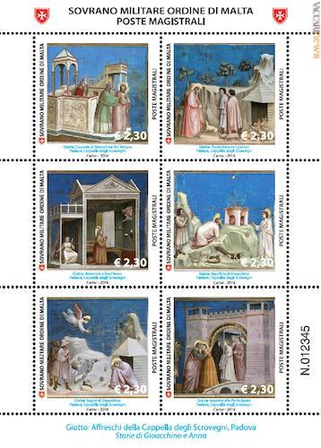 I sei francobolli dedicati agli affreschi padovani di Giotto