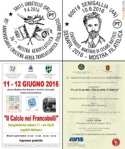 Le altre iniziative si concentrano nel fine settimana. Si svolgeranno ad Orbetello (Grosseto), Senigallia (Ancona), Coccaglio (Brescia) e Foligno (Perugia)