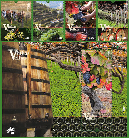 Quattro francobolli ed un foglietto sono dedicati dal Portogallo alle vecchie vigne
