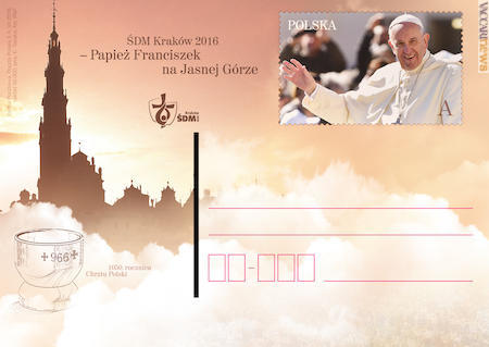 La cartolina postale con papa Francesco richiamato nell’impronta di affrancatura