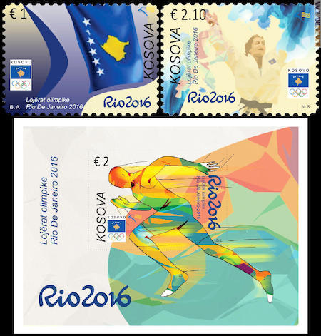 Due francobolli ed un foglietto per sottolineare la prima partecipazione nazionale