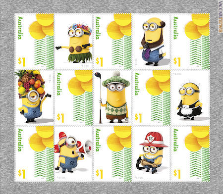 Uno dei due fogli; nel secondo cambiano le vignette (“Despicable me”, “Minion” made and all related marks and characters are trademarks and copyrights of Universal studios. Licensed by Universal studios licensing llc. All rights reserved)