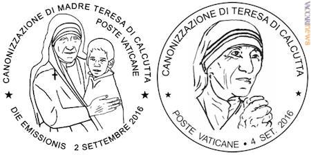 I due annulli messi a punto dalle Poste del papa e dedicati a madre Teresa di Calcutta