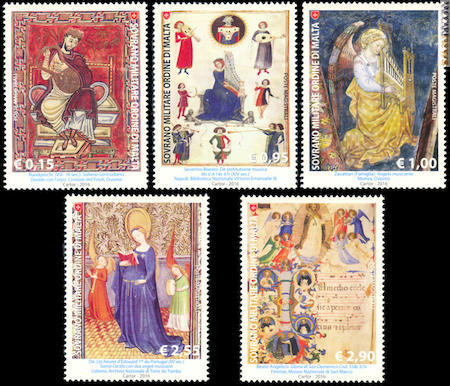 La serie completa, organizzata in cinque francobolli