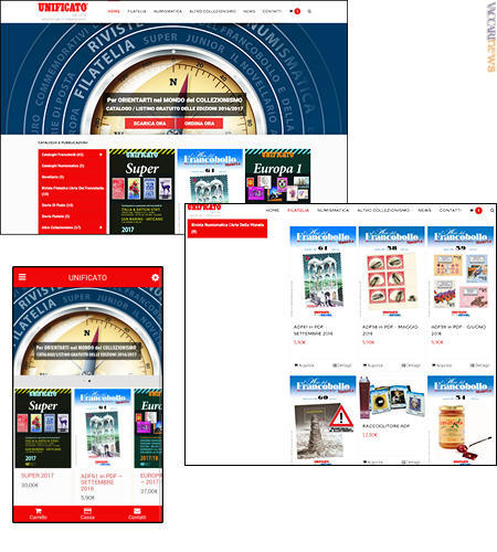 Home page del sito e dell’app e la pagina dell’Arte del Francobollo