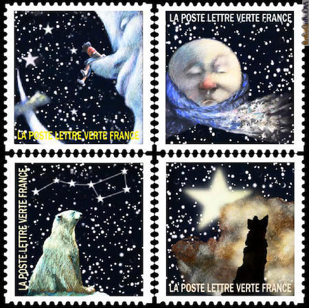 Quattro dei dodici francobolli presenti nel libretto