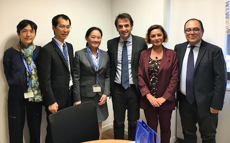 La delegazione giapponese in visita, accolta da Pietro La Bruna e Andrea Alfieri