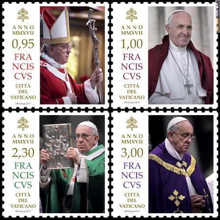 Quattro francobolli, cinque anni di Pontificato