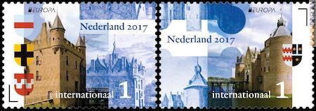 I due francobolli sono raccolti in fogli da cinque serie