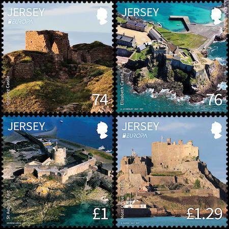 Quattro castelli, spesso fotografati da locali e turisti, sono finiti nei francobolli di Jersey