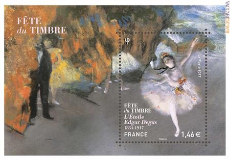 Il foglietto impiega il dipinto “L’étoile”, di Edgar Degas 