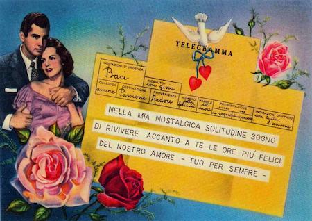 Una cartolina con il falso telegramma, tipologia in voga qualche decennio fa