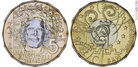 La moneta da 5 euro dedicata a Marco Simoncelli