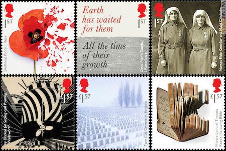 I sei francobolli che raccontano la Prima guerra mondiale in un modo originale
