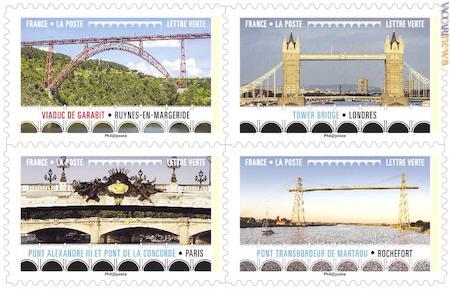 …figura nei dodici francobolli emessi dalla Francia per la serie dedicata a ponti e viadotti. Nell’immagine, altre quattro costruzioni