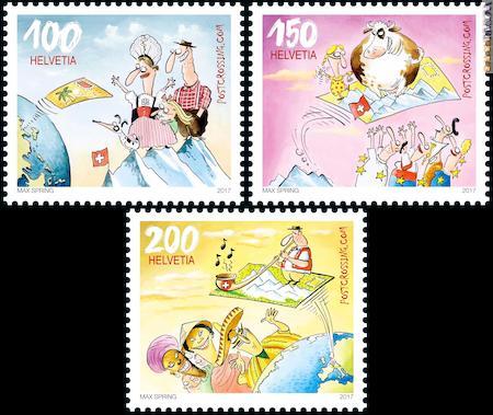 I tre francobolli sono dovuti al fumettista Max Spring