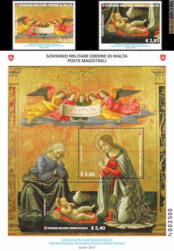 L’opera di Sebastiano Mainardi, “Natività di Gesù”, raccontata con due francobolli ed un foglietto