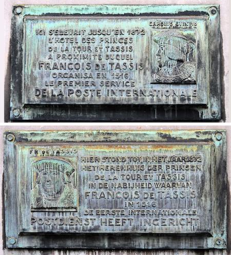 Il ricordo permane: ad esempio, in queste due targhe bilingui presenti a Bruxelles, dove sorgeva il palazzo di famiglia