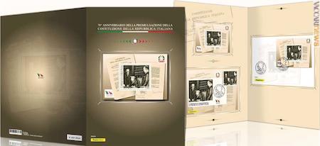 Il folder filatelico dedicato ad un importante anniversario: 70 anni dalla promulgazione della Costituzione della Repubblica Italiana