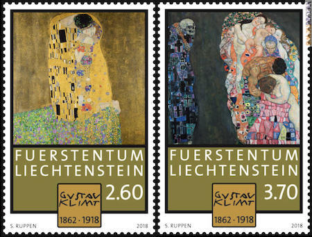 I due francobolli approntati dal Liechtenstein; arriveranno il 5 marzo