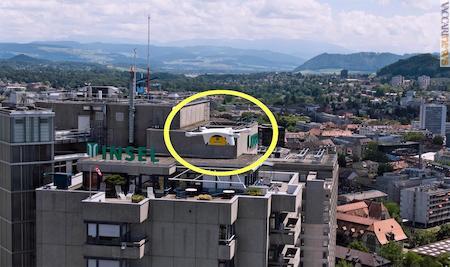 In volo su Berna (l’apparecchio è evidenziato dal cerchio giallo)
