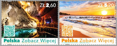 Dietro ai due francobolli, i video che invitano a visitare il Paese