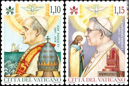 I francobolli per i due papi morti nel 1978