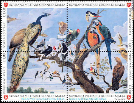 I quattro francobolli appartenenti alla serie “Natura e arte”; arriveranno il 31 ottobre