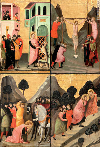 Le quattro cartoline: riprendono il lavoro del pittore trecentesco Jacopo del Casentino