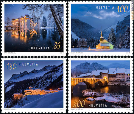 Quattro fotografie particolari caratterizzano l’emissione natalizia di Svizzera
