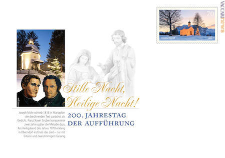 La busta postale per i due secoli di “Stille nacht”; è proposta dalla Germania