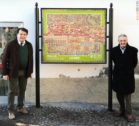 L’opera con a sinistra il sindaco Giovanni Guizzetti e a destra il professor Claudio Gobbi, che ha coordinato il lavoro