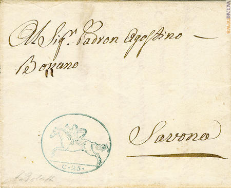 Il taglio da 25 centesimi su un documento dell’epoca (archivio società Vaccari)