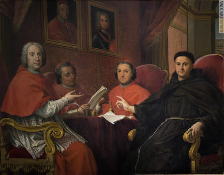Di Agostino Masucci, l’olio “Ritratto del cardinale Neri Maria Corsini insieme a padre Evora e altri prelati” (Biblioteca centrale nazionale “Vittorio Emanuele II”)