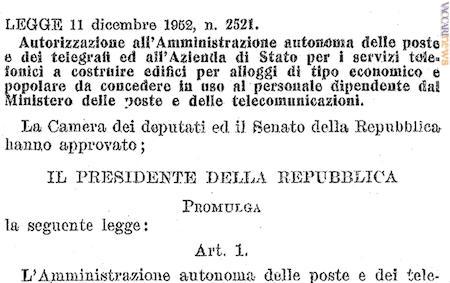 La normativa sottoscritta nel 1952