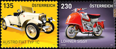 Mobilità dentellata, due mezzi che Vienna ha valorizzato con altrettanti francobolli