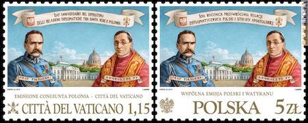I due francobolli, di Vaticano e Polonia