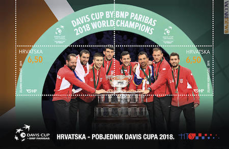 Il nuovo foglietto; questi gli atleti: Željko Krajan, Marin Čilić, Borna Ćorić, Franko Škugor, Mato Pavić, Ivan Dodig, Viktor Galović e Nikola Metković