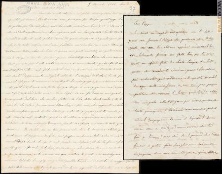 Due delle lettere presenti: di Vittoria Giorgini Manzoni al padre (Lucca 9 novembre 1846) e di Giovanni Battista Giorgini al protagonista (Firenze 8 giugno 1859)
