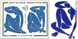 Il francobollo del 1961 confrontato con la gouache conservata al Musée Matisse di Nizza