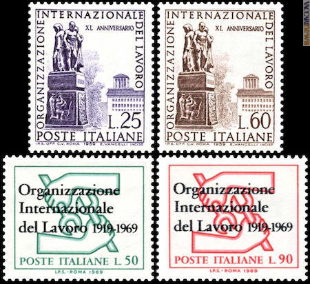 I quattro francobolli giunti nel 1959 e nel 1969