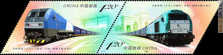 I due francobolli di Cina Popolare, disponibili da ieri, della congiunta con la Spagna “Nuova via della seta”