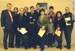Il gruppo dei finalisti presenti alla premiazione del Campionato nazionale cadetti 2005 con il presidente Piero Macrelli