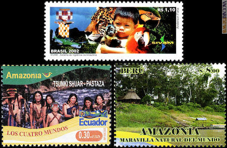Pure i francobolli citano l’Amazzonia