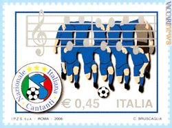 Il francobollo per la «Nazionale cantanti» debutta a «Milanofil»; da qui l’idea di un piccolo allestimento dedicato alla musica leggera
