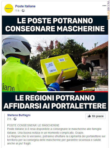L’anticipazione data dalla pagina Facebook di Poste italiane 